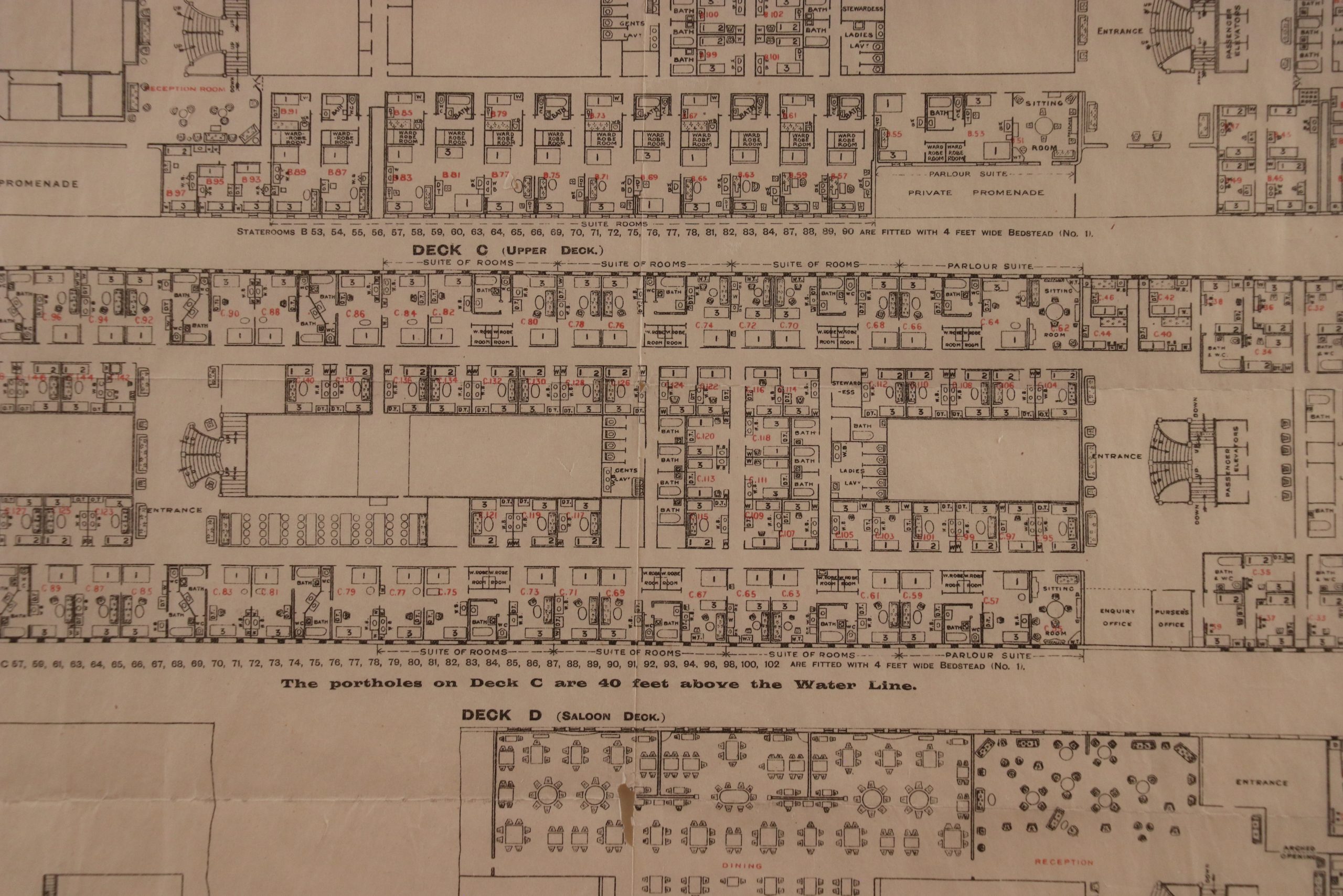 First Class Deck Plan, Steamship Titanic - Steamship Historical Society